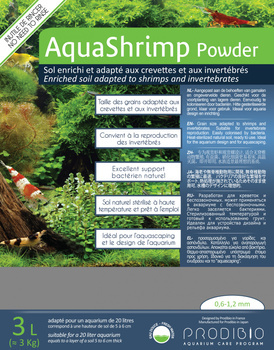 Prodibio AquaShrimp Powder 3 l (+ PRO868 BacterKit Soil 6 amp.) podłoże do akw. słodkowodnego z krewetkami