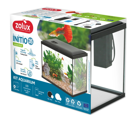 ZOLUX Akwarium INITIO 35 z filtrem kaskadowym 30 i LED 18L czarne + GRATIS 854250+352166+352189+352213+352216