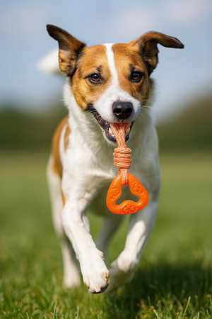Zolux Zabawka dla psa trójkątna ze sznurem TPR SAMBA 26 cm kol.pomarańczowy