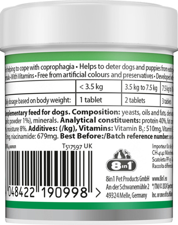 8in1 Vitality tabletki Deter dla psów przeciw koprofagii 100tb.