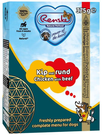 Renske Fresh chicken with beef - świeży kurczak z wołowiną dla psów (375 g)