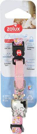 ZOLUX Obroża dla kota z zawieszką w kształcie kota CHATOUILLE różowa