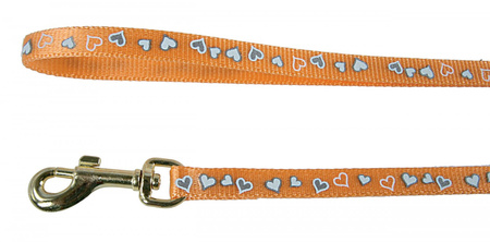 Zolux Smycz dla kota odblaskowa wzór Serce 1m kol. pomarańczowy