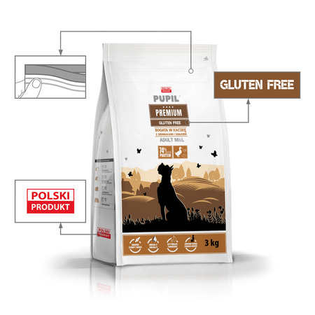 Karma sucha dla psa PUPIL Premium M&L bogata w kaczkę z ziemniakami i jabłkiem 3 kg