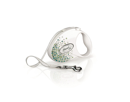 Flexi FLEXI Smycz Glam Splash Leaf,  S TAŚMA 3m, biała
