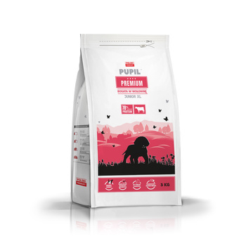 Karma sucha dla psa PUPIL Premium JUNIOR XL bogata w wołowinę 3 kg