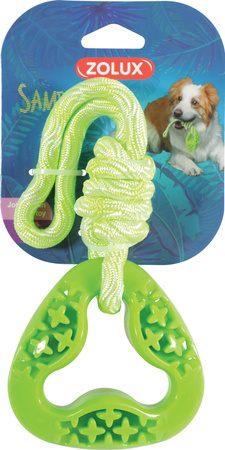 Zolux Zabawka dla psa trójkątna ze sznurem TPR SAMBA 26 cm kol. zielony