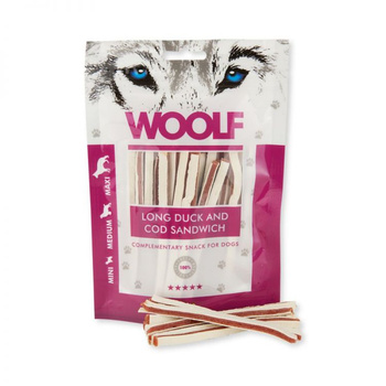 WOOLF przysmak PIES 100g LONG DUCK COD    SANDWICH