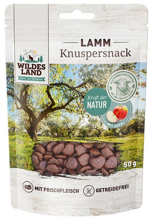 Wildes Land Cat Knuspersnack Lamm & Apfel 50g