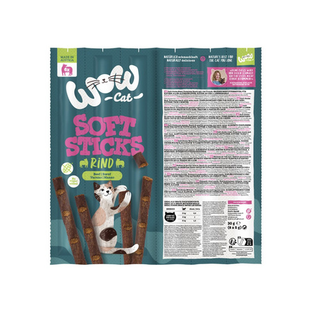 WOW CAT Soft Sticks Rind - miękkie przysmaki z wołowiną dla kota (6x5g)