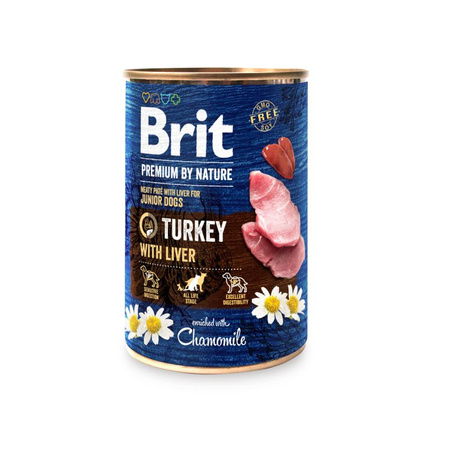 Brit Premium By Nature Turkey & Liver Junior puszka 400g