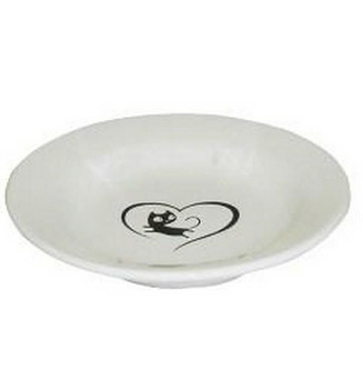 Yarro/Moderna Miska ceramiczna dla kota z serduszkiem biała [Y2752]