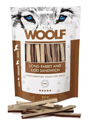 WOOLF przysmak PIES 100g LONG RABBIT&COD SANDWICH