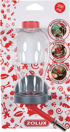 *- ZOLUX Poidełko dla gryzoni napełniane od góry 250 ml kol. czerwony