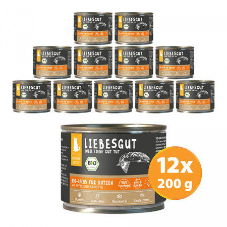 LIEBESGUT BIO LACHS - Łosoś z jabłkiem i marchewką ekologiczna mokra karma dla kota (200g)