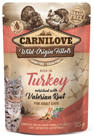 Carnilove Cat Turkey & Valerian Root - indyk i waleriana saszetka 85g