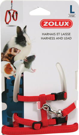 ZOLUX Szelki i smycz dla świnki morskiej L kol. czerwony
