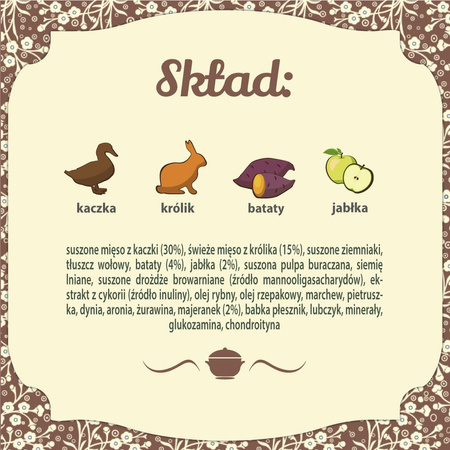 Karma sucha dla psa FOLK MINI Wielkopolska kaczka z królikiem z dodatkiem aromatycznych jabłek i majeranku 7 kg