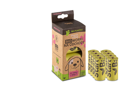 STARCHBAG Kompostowalne BIOworki na odchody 8 rolek x 15szt, kol. zielony