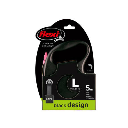 FLEXI Smycz automatyczna dla psa Black Design L taśma 5 m kol. różowy