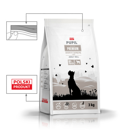 Karma sucha dla psa PUPIL Premium M&L bogata w jagnięcinę i ryż 3 kg