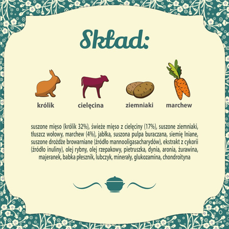 Karma sucha dla psa FOLK Junior Delikatny posiłek dla malucha z królikiem, cielęciną i marchewką 1,6 kg