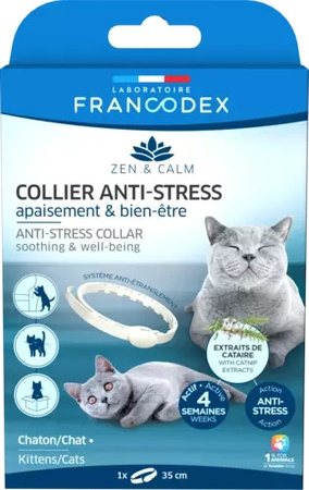 FRANCODEX Obroża antystresowa z kocimiętką dla kotów 35 cm