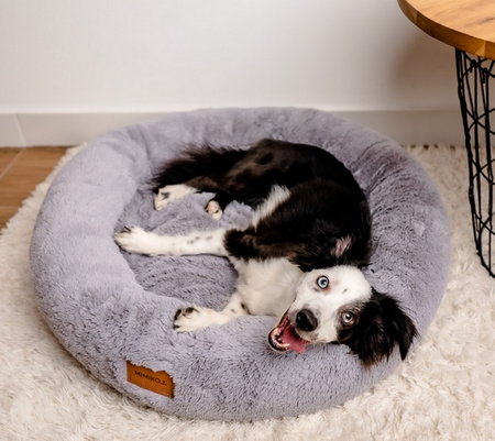 MIMIKO Pets Legowisko Shaggy okrągłe XL 75cm szare