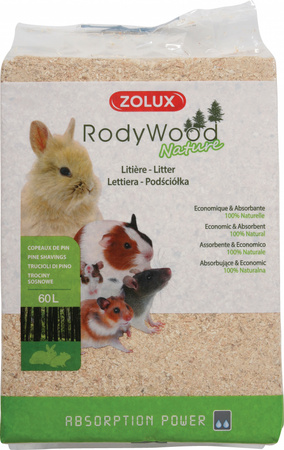 ZOLUX Ściółka trociny dla królika i gryzoni RodyWood Nature 60 l