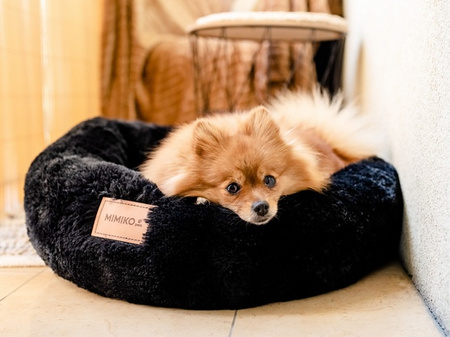 MIMIKO Pets Legowisko Shaggy okrągłe L 60cm czarne
