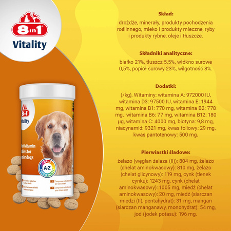 8in1 Vitality Multiwitaminy dla starszych psów 70tb