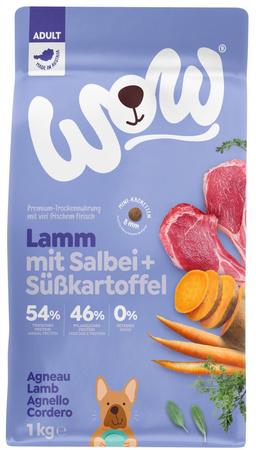 WOW MINI Lamm - jagnięcina z szałwią i batatami dla dorosłych psów małych ras (1kg)