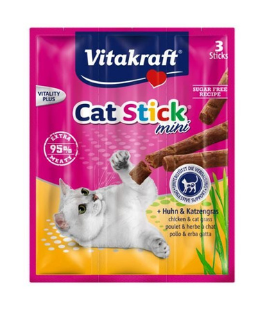 Vitakraft Cat Stick Classic kurczak + kocia trawa 3szt [58896]