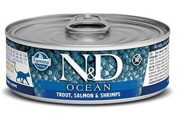 Farmina ND Cat Ocean Trout & Salmon & Shrimps - pstrąg, łosoś i krewetki 80g