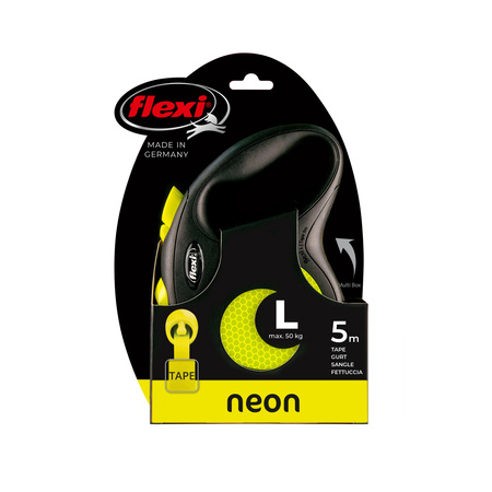 FLEXI Smycz automatyczna dla psa New Neon L taśma 5 m kol. Żółty