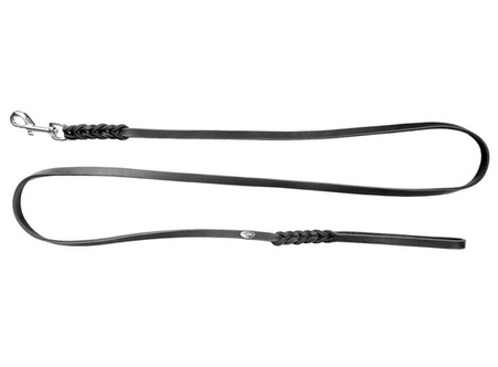 Dingo Smycz skórzana natłuszczana z zaplatanymi elementami 1,5x230 czarna