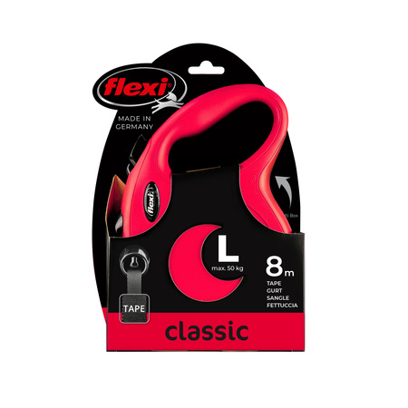 FLEXI Smycz automatyczna dla psa New Classic L taśma 8 m czerwona