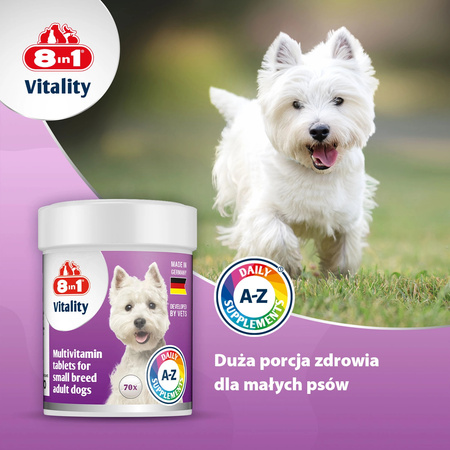 8in1 Vitality Multiwitaminy dla psów małych ras - 70tb
