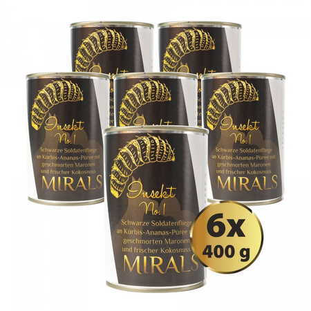 MIRALS Insekt No 1 - czarny żołnierz na puree z dynii i ananasa z duszonymi świeżymi kasztanam 375g