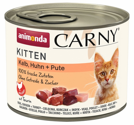 Animonda Carny Kitten Cielęcina + Kurczak + Indyk puszka 200g