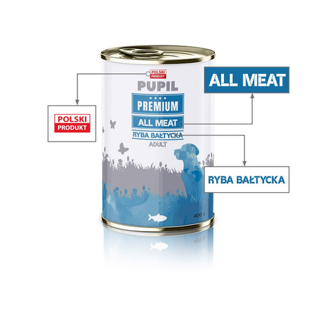Karma mokra dla psa PUPIL Premium All Meat ADULT ryba bałtycka 400 g