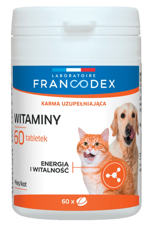 Francodex PL Witaminy dla psa i kota o smaku wątróbki 60 tabletek