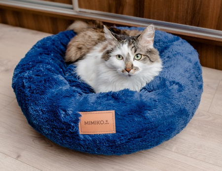 MIMIKO Pets Legowisko Shaggy okrągłe L 60cm chabrowe