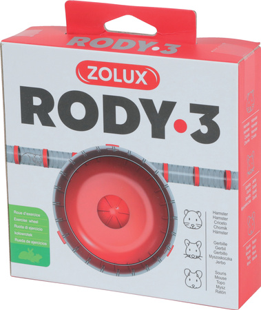 ZOLUX Cichy kołowrotek do klatki dla myszki, chomika RODY 3 kol. czerwony