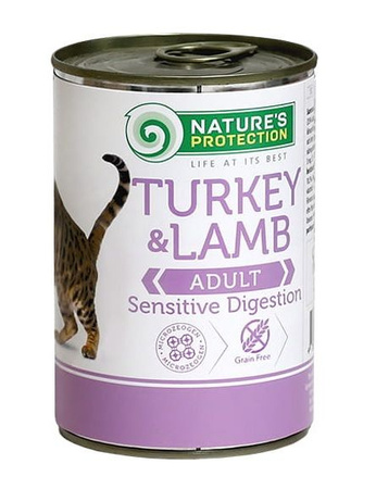 NATURES PROTECTION KOT PUSZKA 400g  TURKEY&LAMB SENSITIVE DIGESTION