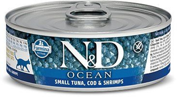 Farmina ND Cat Ocean Small Tuna & Codfish & Shrimps - małe tuńczyki, dorsz i krewetki 80g