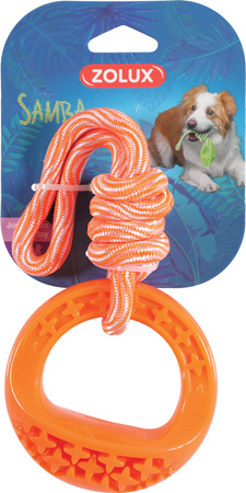 Zolux Zabawka dla psa okrągła ze sznurem TPR SAMBA 26 cm kol. pomarańczowy