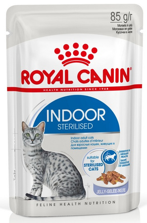 Royal Canin Indoor Sterilised Jelly karma mokra dla kotów dorosłych sterylizowanych, przebywających w domu saszetka 85g