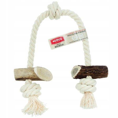 4DOGS SZARPAK SZNUR + POROŻE STRING JELENIA DOUBLE L (MIX)