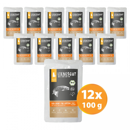 LIEBESGUT BIO LACHS - Łosoś z jabłkiem i marchewką ekologiczna mokra karma dla kota 100g